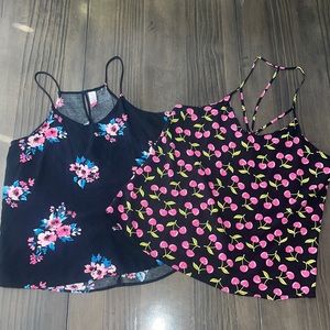 Set of 2 black and pink flowly tank tops - Size XL